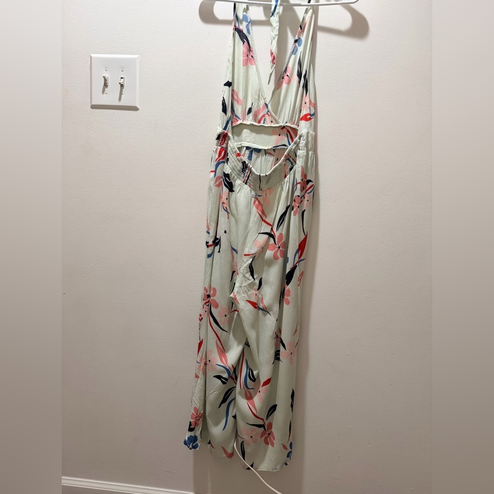 Floral Halter Maxi Dress in Mint with Pink & Blue Accents - Picture 6 of 7
